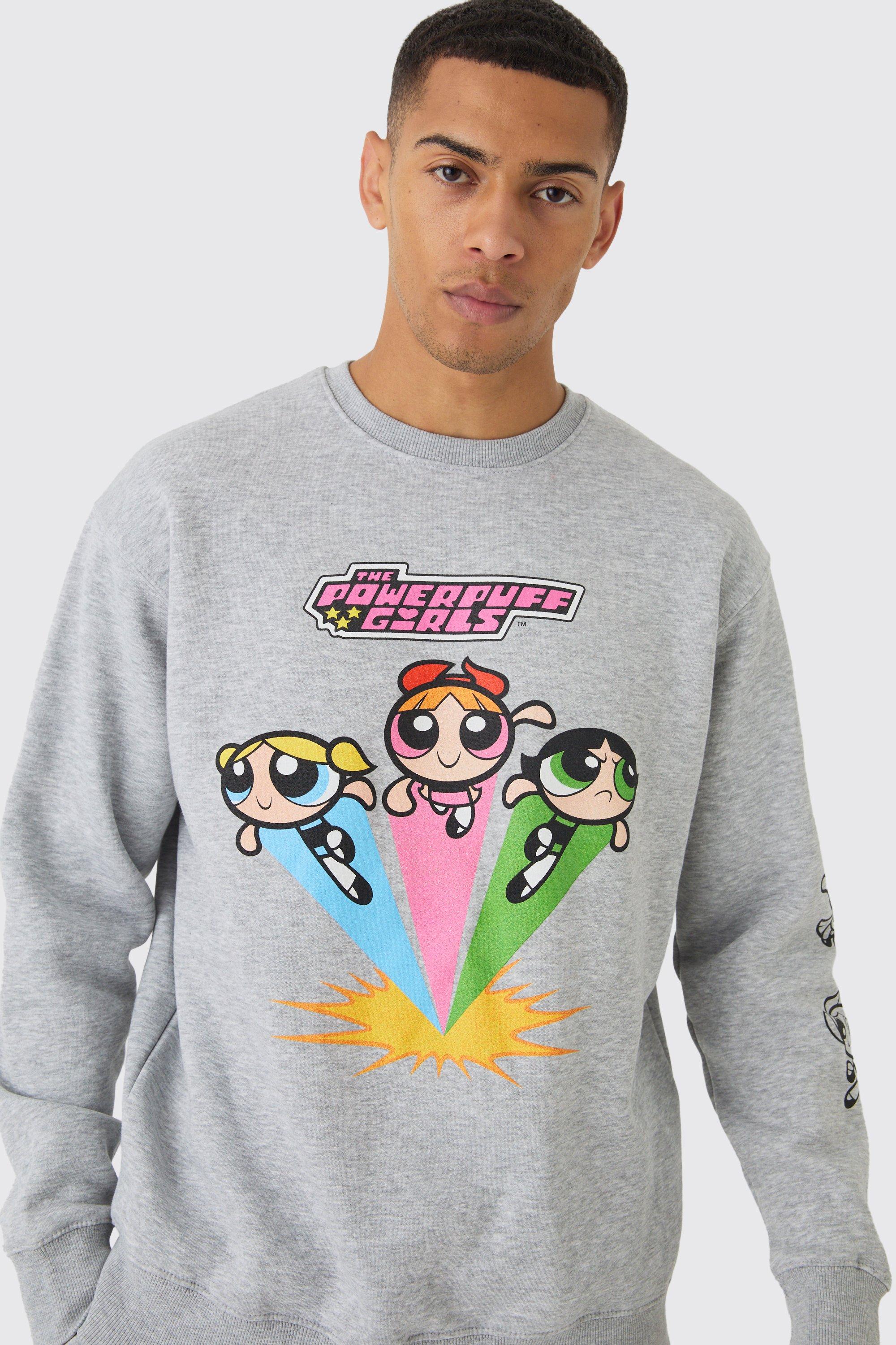 Oversized Powerpuff Girls License Print Sweatshirt